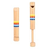 IKOPFLN 2 Stück Musik Holzflöte,Hölzerne Fipple Piccolo,Bunte Flöte aus Holz Pädagogische Holzflöte Instrument Kinder Spielzeug,Musikinstrument zur musikalischen Früherziehung