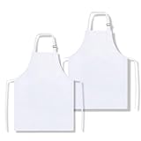 2 saubere weiße Schürzen,bequeme Kochschürze für Kinder von 7–13 Jahren, verstellbare Kochschürze zum Malen,weiße Stoffschürzen für Kinderkünstler zum Kochen zu Hause, Zeichnen,Basteln oder Spielen