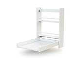 AT4 - ESSENTIEL Wandwickeltisch in Weiß, Maße ausgeklappt (L x B x H): 56 x 77,5 x 78 cm, Maße eingeklappt (L x B x H): 56 x 18 x 78 cm, 2 Ablagefächer, Einfach zu bedienen