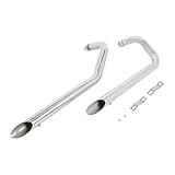 Auspuff Rohr Motorrad-Auspuffschalldämpfer Für Shadow ACE VT 750 C CD VT750C (1997–2003) Mit Verbindungsrohr Motorrad Schalldämpfer Auspuffrohr(Silber)