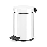 Hailo Solid S Mülleimer | 1 x 3 Liter | Kosmetikeimer mit verzinktem Inneneimer | selbstlöschend | Tragegriff | Stahlblech | Mülleimer Bad rund | Badezimmer Mülleimer | Made in Germany | weiß