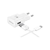 Samsung Original Typ C Ladegerät Schnellladegerät EP-TA20EWE Farbe Weiß inkl. VPOWER USB Typ-C Ladekabel Schnellladekabel Galaxy S8 S8+ S9 Plus S9+ A3 A5 A7 2017 USB-C