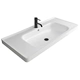 Alpenberger Waschbecken 100 cm Breit | Gäste WC & Badezimmer | Waschtisch Eckig | Hängewaschbecken Wandmontage | Handwaschbecken mit Nano | Bathroom Sink für Moderne Waschplätze