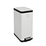 SVITA STM15 Mülleimer Treteimer Tretmülleimer Abfalleimer 15l inkl. Inneneimer Softclose-Deckel Fußpedal freistehend rechteckig Weiß