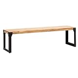 FineBuy Esszimmerbank 180x40x45 cm Akazie Massivholz Metall Industrial, Esstischbank Holzbank Massiv ohne Lehne, Küchenbank Essbank Modern, Sitzbank Esszimmer Groß