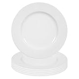 Seltmann Weiden Rondo/Liane Speiseteller 27 cm, 6er Set, Flache Essteller in zeitlosem Design, Spülmaschinen- und Mikrowellenfest, Porzellan, Weiß