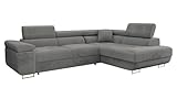 Mirjan24 Ecksofa Torezio mit Bettkasten, Einstellbare Kopfstützen, Sofa mit Schlaffunktion, Eckcouch für Wohnzimmer, Polsterecke, L-Form Couch mit Bettfunktion (Manila 16, Seite: Rechts)