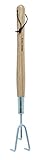 Kent & Stowe Hand 3 Zinken-Grubber lang – Garten-Grubber aus Edelstahl, zum Aufbrechen von Böden, Gartenkralle mit Stiel aus Eschenholz, Länge: 54 cm