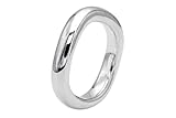 SILBERMOOS Ring Damen Herren Partner Ring Bandring gewellt bauchig massiv glänzend Sterling Silber 925, Größe:52