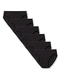 Amazon Essentials Damen Slip Aus Baumwolle Mit Hohem Beinausschnitt (In Übergröße Erhältlich), Atmungsaktiv, 6er-Pack, Schwarz, 42