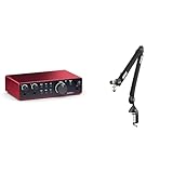 Focusrite Scarlett 2i2 4. Gen USB-Audio-Interface & RØDE PSA1+ Professionelles Gelenkarmstativ für Studioanwendungen mit innovativem Federsystem, Neopren, Schwarz