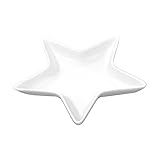 Clayre & Eef Dekoration Schale Stern 20x19 cm Weiß Keramik Kerzentablett