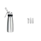 iSi 1630 Sahnespender 500ml Cream Profi Whip 0.5L, Aus hochwertigem Edelstahl rostfrei, Betrieb mit iSi sahnekapseln, Für Sahne & weitere kalte Anwendungen & 271701 Edelstahltüllen- Set of 3