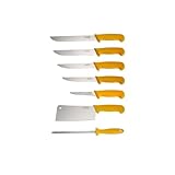 Shov Metzgermesser-Set 7 tlg. Fleischermsser mit Hackbeil und Wetzstahl rostfreier Edelstahl, ergo-grip