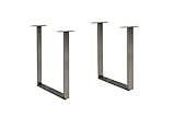 FORTE Tischsystem, 2-er Set Tischbeine U-förmig, Metall, Rohstahl, 71 x 70,3 x 19,2 cm