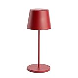 Pertrix LED Akku Gartentisch Leuchte Rot stufenlos dimmbar - IP65 Tisch Lampe ohne Kabel für In- & Outdoor, 2700-3000K, 280 mm hoch, runde Tischlampe Esstisch, moderne LED Tischlampe Outdoor