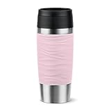 Emsa N20214 Travel Mug Wave Isolierbecher 0,36 Liter, neuer Komfort-Schraubverschluss, Edelstahl, 4h heiß und 8h kühl, 100% dicht, spülmaschinenfest, 360°-Trinköffnung, Pastellrosa