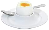 Pulsiva Eierbecher aus Porzellan Weiß 6 teilig Eierbecher Set für Hart und Weichgekochten Eiern Eierhalter Set für Jeden Frühstückstisch auch als Geschenk geeignet