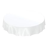 Wachstuchtischdecke Wachstuch abwaschbare Tischdecke Uni Glanz Einfarbig Weiß Schnittkante Rund 140cm