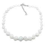 ELEDORO echter Weißer Opal Halskette Collier für Damen aus Silber 925 46cm lang