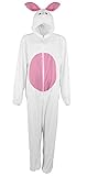 Foxxeo Hasen Kostüm für Erwachsene Damen Herren Tier Overall Tierkostüm Größe S-XXXL - Fasching Karneval, Größe:XXL