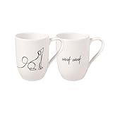 Villeroy & Boch – Statement Tassen Set "Hund" 2 teilig Weiß, Schwarz, Spülmaschinenfest, Mikrowellensicher, Hundetassen, Dog Mug Tassen, Tasse, Kaffeetasse, Trinkgeschirr, Becher, Premium Porcelain