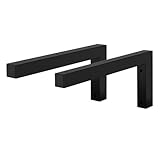 ML-Design 2er Set Wandkonsole für Waschtisch, 300x150 mm, Schwarz, Stahl, Design Waschtischhalterung, Wandhalterung Unterbau für Waschtischplatte, Konsolenträger Regalträger Regalhalter Handtuchhalter