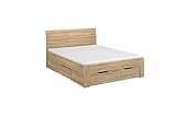 Rauch Möbel Flexx Bett Stauraumbett in Eiche Sonoma mit 3 Schubkästen als zusätzlichen Stauraum Liegefläche 140 x 200 cm Gesamtmaße Bett BxHxT 145 x 90 x 209 cm