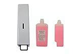 Seifenspender Kunststoff weiß INKLUSIVE Seifencreme 500 ml (Seife rosa, 1 Flasche)