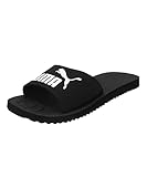 PUMA Purecat Unisex Slide Sandal , Black White, 44.5 EU