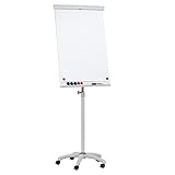 Franken Flipchart Xtra!Line Mobil 105 x 68 cm, magnethaftende & beschreibbare Tafel, höhenverstellbar, Schnellwechselhalterung EL-FC31 hellgrau