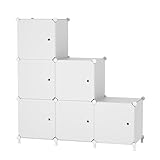 ATTDETJL 6 Würfel Aufbewahrungsschrank mit Türen, Würfel Schrank für Schlafzimmer, Kleiderschrank & unter Treppen, platzsparende DIY Multifunktional Regalsystem Regal, 30x30x30cm, weiß ATTSL6002