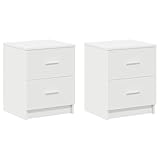 vidaXL Nachttische 2 STK. mit 2 Schubladen Weiß 40x36x50 cm, Nachtschrank, Nachtkommode, Betttisch, Nachtkonsole, Bettschrank