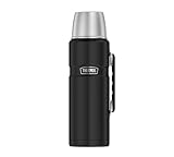 THERMOS STAINLESS KING Thermosflasche schwarz matt 1,20l - Edelstahl, absolut dicht, mit Trinkbecher und Griff, 24h heiß & 24h kalt, spülmaschinenfest, BPA-frei
