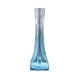 Blumenvase aus geblasenem Glas, 20,8 cm, mit einem Stiel, schmale Taille, Blumenvase, dekorative Glasvase, Flasche, schmale Blumenvase für Zuhause, Hochzeit, Tafelaufsatz, Dekoration (blau)