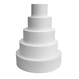 Cake Company Torten Dummy Set 5 Etagen | 40cm hohe, hochwertige Styropor Torte | Deko-Torte ⌀ 30,25,20,15,10cm - 8cm Hoch | weiß (5 Stöckig) Set 23