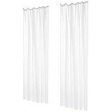 Deconovo Gardinen Wohnzimmer Voile Vorhangschals Vorhang mit Kräuselband für Schinensystem Weiß 245x140 cm 2er Set