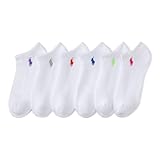 POLO RALPH LAUREN Damen Performance Cotton Socks-6 Pair Pack-Breathable Mesh & Sport Cushioning Kissen Low-Cut, Weiß, Sortiert, 36.5-43 EU