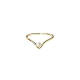 Ring Ringe Damen Bijouterie Herren 925Er Einfacher V-Förmiger Runder Perlenring, Verstellbarer Damenring, Hochzeit, Statement, Feiner Schmuck, Gold