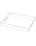 QWORK® Transparentes Serviertablett, Acryltablett mit Griffen, Kratzschutz, ideal für Frühstück, Kaffee und Desserts, 30 x 40 cm