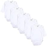 TupTam Baby Unisex Langarm Wickelbody im 5er Set , Farbe: Weiß, Größe: 62