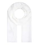 Majea Tuch Lima schmal geschnittenes Damen-Halstuch leicht uni einfarbig dünn unifarben Schal weich Sommerschal Übergangsschal, Weiß, 180cm x 50cm