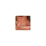 HSWYFCJY Silber Schlangenkette Damen Halskette Fischgrätenhalskette Choker Halsband Halskette für Frauen Mädchen,Breite 3mm, Länge 40cm