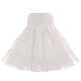 SSDH Rock 50er Jahre Rockabilly Petticoat Petticoat Damen S-2XL, weiß, 48