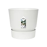 elho Greenville Rund 18 - Blumentopf für Innen und Außen - Selbstbewässerungstopf - 100% recyceltes Plastik - Ø 18.3 x H 17.4 cm - Weiß/Weiss