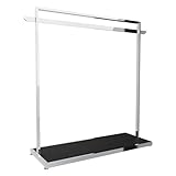 Aigentlich Mittelraumständer schwarz, chrom, Garderobenständer H137xB130xT45 cm, Textilständer aus robustem Stahl, stabiler Konfektionsständer für schwere Kleidung, ideal für den Textil-Einzelhandel