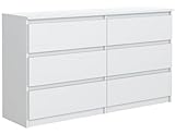 MebLocker Kommode mit Schubladen - Weiß 138,6 x 78,5 x 39 cm - Sideboard für Wohnzimmer Flur Schlafzimmer - Moderner Schubladenschrank - Kommodenschrank - Schlafzimmermöbel