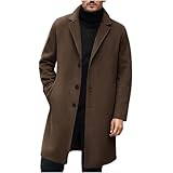 UHouse Wollmantel Herren Mantel Wolle Lang Elegant Wintermantel Business Herrenmantel Lange Winterjacke Männer Mäntel Übergangsmantel Herbst Trenchcoat Einfarbig Herbstmantel Braun S