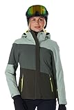 killtec Damen Ksw 67 Wmn Jckt Skijacke/Funktionsjacke Mit Abzippbarer Kapuze Und Schneefang, Grün/grau, 38 EU