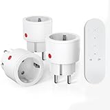 SURNICE Steckdosen mit Fernbedienung, 10A/2300W 40m lange Reichweite, Funksteckdosen mit Fernbedienung programmierbar, 3 Pack Steckdosen und 1Fernbedienung (1T+3R)